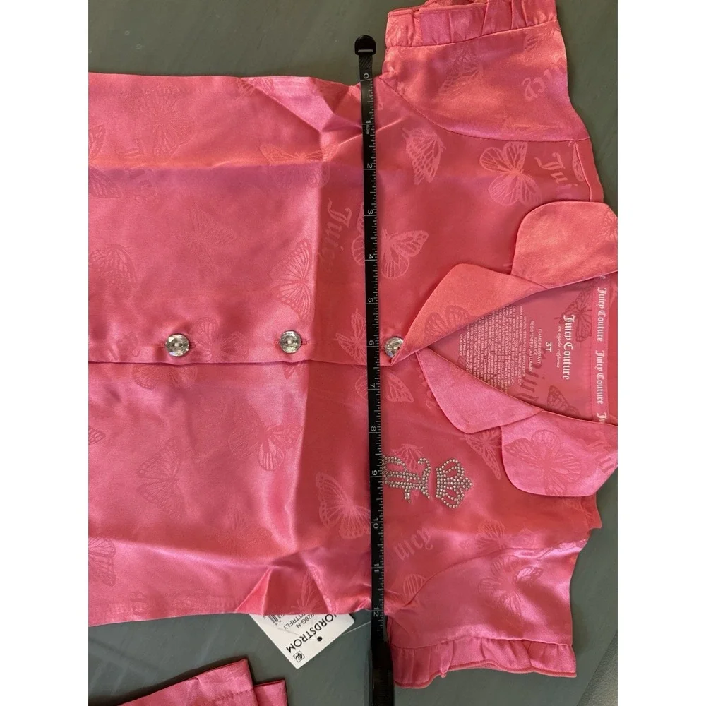 Juicy Couture Kids Satin Short Sleeve Top Pants Pajamas  Set Toddler Girl 3T New